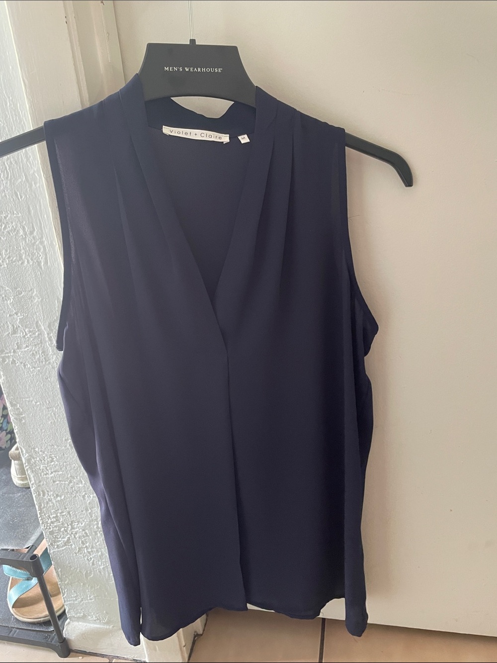 Violet & Claire Navy Sleeveless V-Neck Camisole